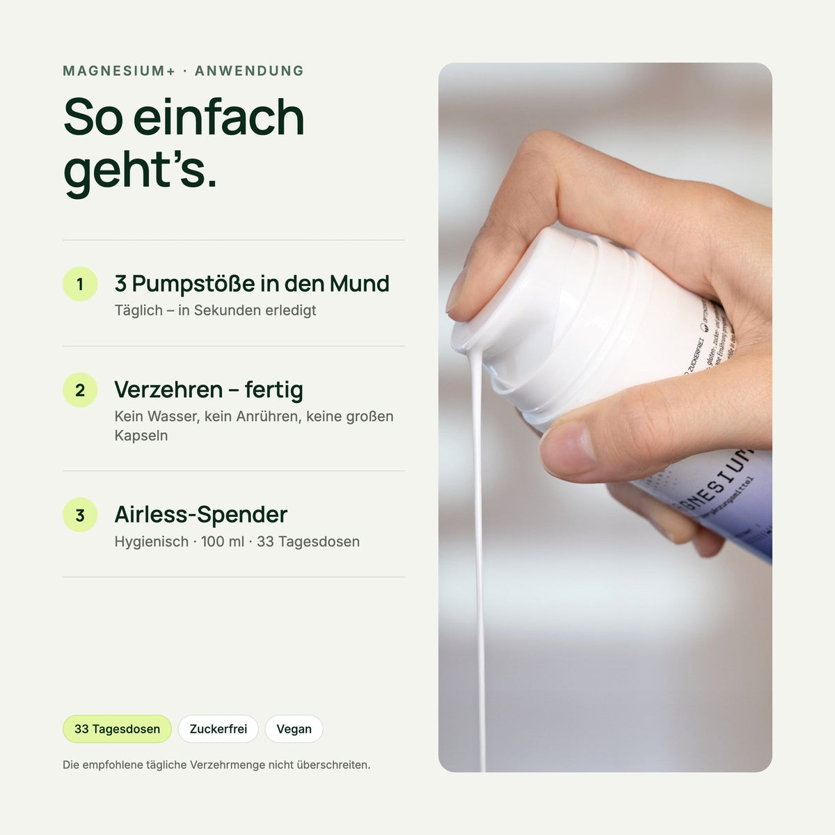 MAGNESIUM+ Mundgel: Anwendung in 3 Schritten