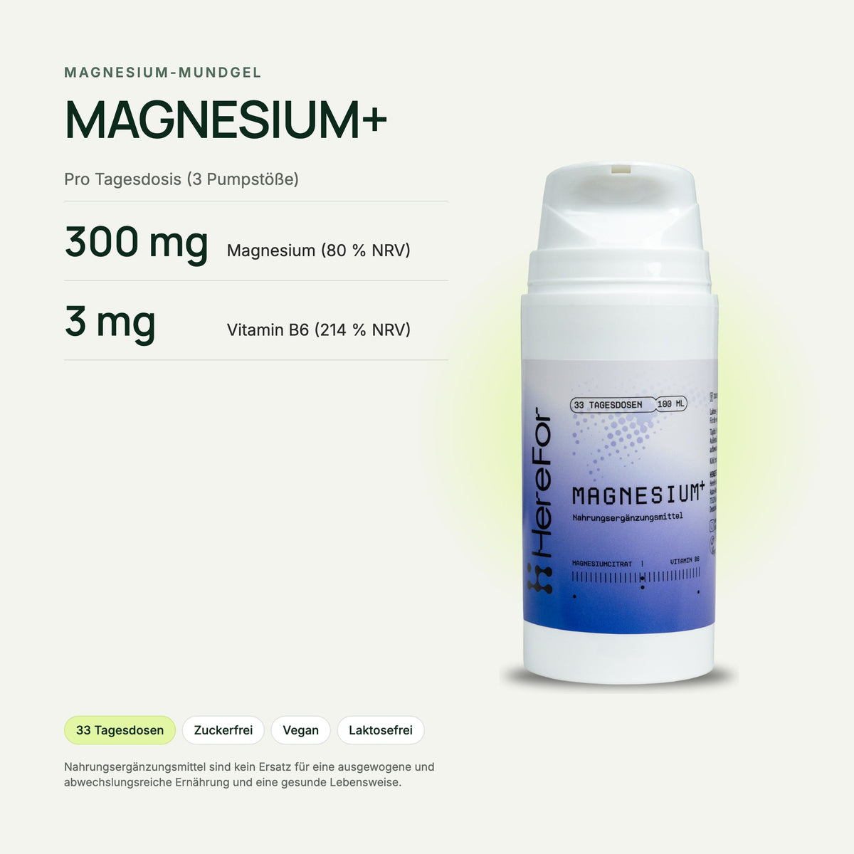 MAGNESIUM+ Mundgel: Inhaltsstoffe pro Tagesdosis auf einen Blick