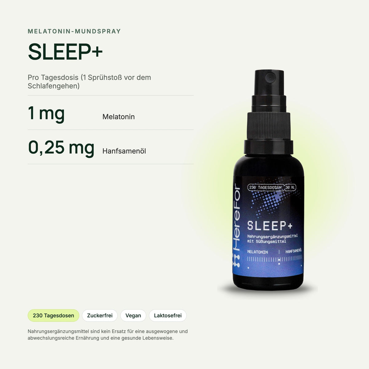 Im Night Routine Bundle: SLEEP+ Mundspray – Inhaltsstoffe pro Tagesdosis