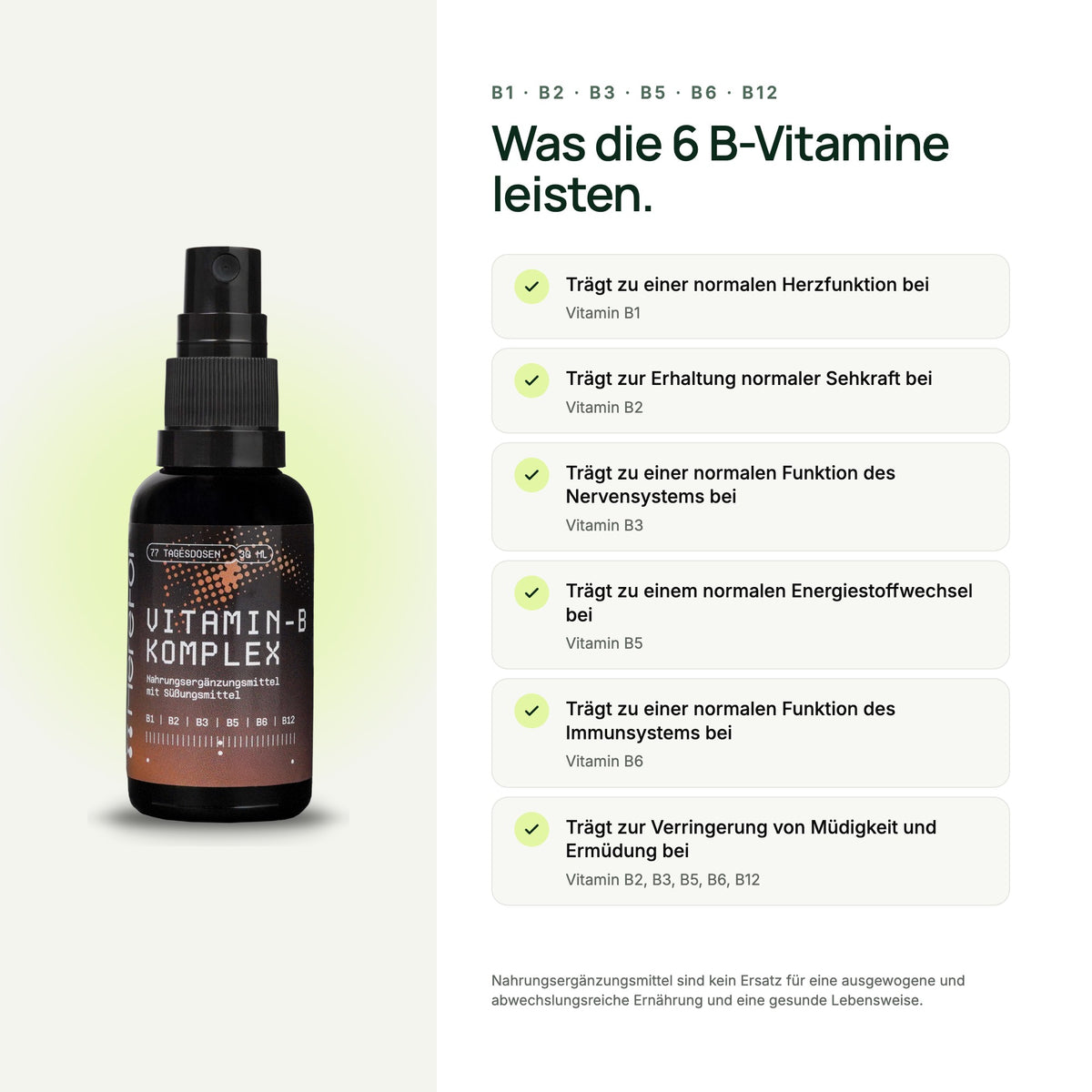 VITAMIN-B-KOMPLEX Mundspray: zugelassene Aussagen zu den enthaltenen Nährstoffen