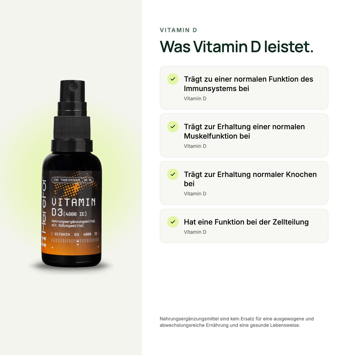 VITAMIN D3 4000 IE Mundspray: zugelassene Aussagen zu den enthaltenen Nährstoffen